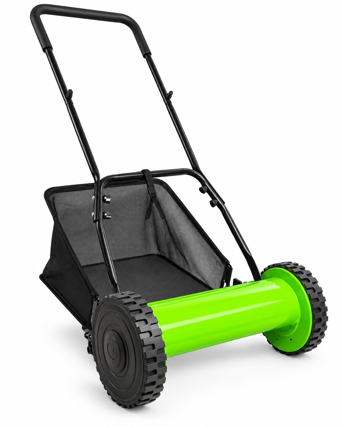 Cortacésped Manual Helicoidal de Empuje con Recogedor Altura Ajustable 17 a 33 mm Ancho de Corte 30 cm Cuchillas de Acero al Manganeso 65 para Jardín Césped Patio Hogar,Verde