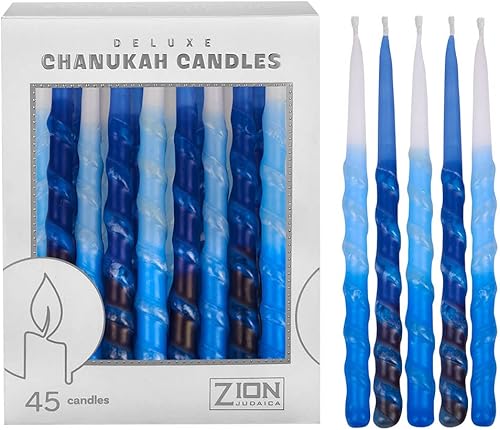 Velas para Janucá hechas a mano con tres tonos de colores, 5.5 pulgadas de alto, de Zion Judaica