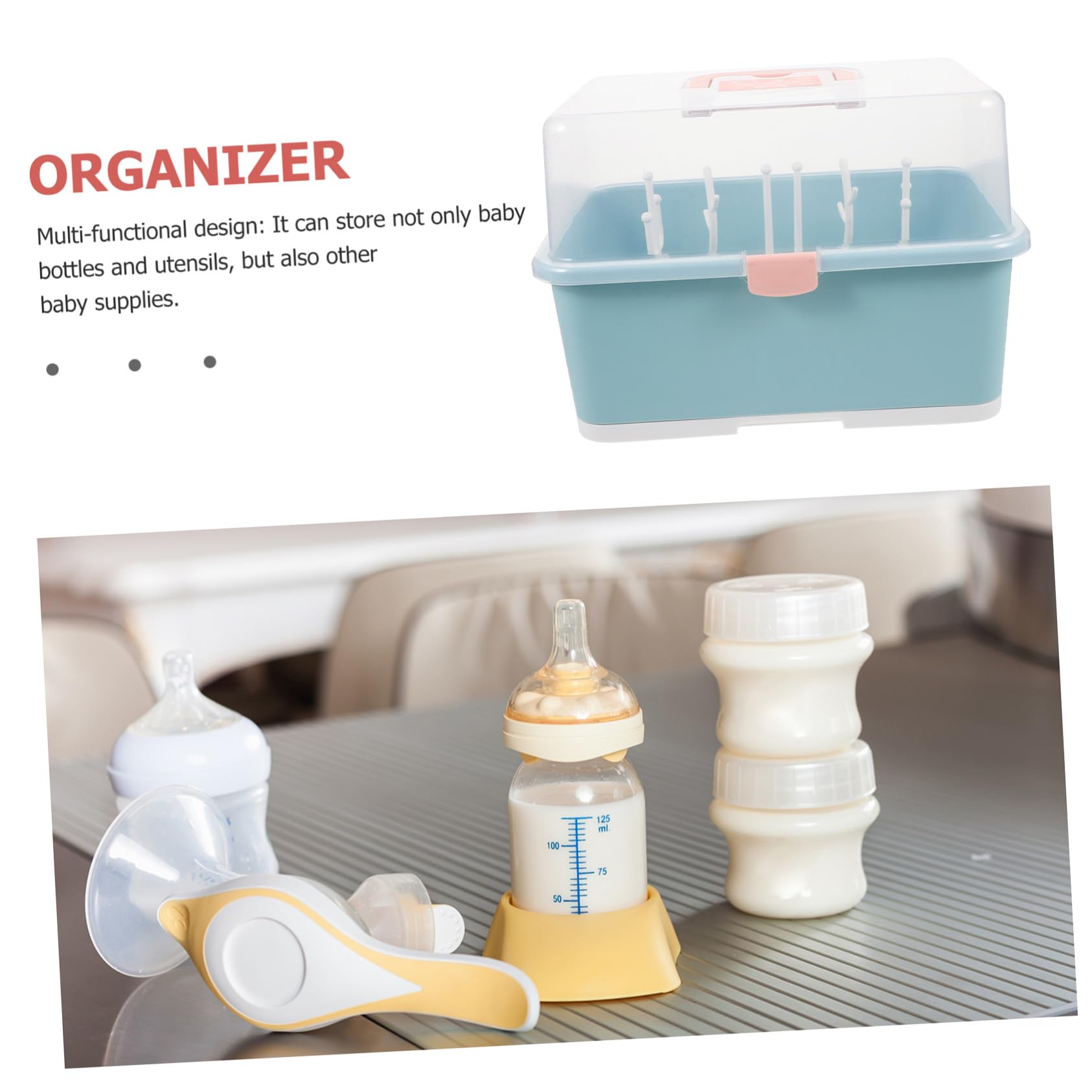 FRCOLOR Babyflaschen Trockenbox mit Abtropfhalter für Babyflaschen und Schnuller Große Aufbewahrungsbox aus Robustem Kunststoff Frei Stillzubehör für Babypflege und Babypflege
