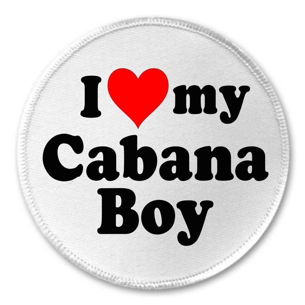 A&T Designs I love my Cabana Boy 3" Sew On Patch Heart Vacation Pool
