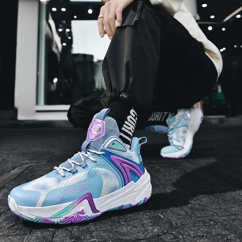 Women Basketball Shoes Lace Up Fashion Sports Sneaker High-Top Casual Breathable Sports Volleyball Shoes Blue - Image 3