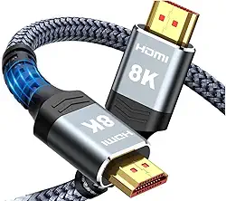 Cabo HDMI para HDMI 8K HDMI de Alta Velocidade Certificado 4K @240Hz, 8K @60Hz 48 Gbps, Revestimento de Alumínio Nylon Trançado Áudio e Vídeo Computador Televisão PS5 2 Metros - Premium