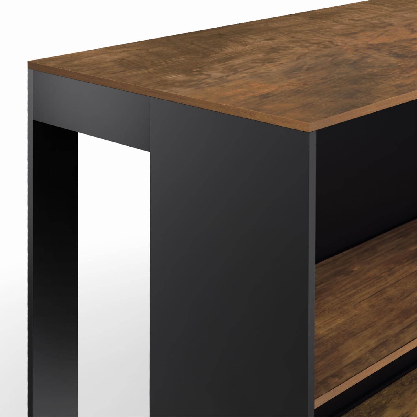 IDMarket - Table de Bar îlot Juno Bois Noir et Plateau foncé Hawkins