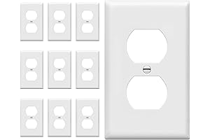 ENERLITES 10-Pack Duplex Outlet Cover Plates, Unbreakable Polycarbonate Thermoplastic, Standard Size 4.50"...