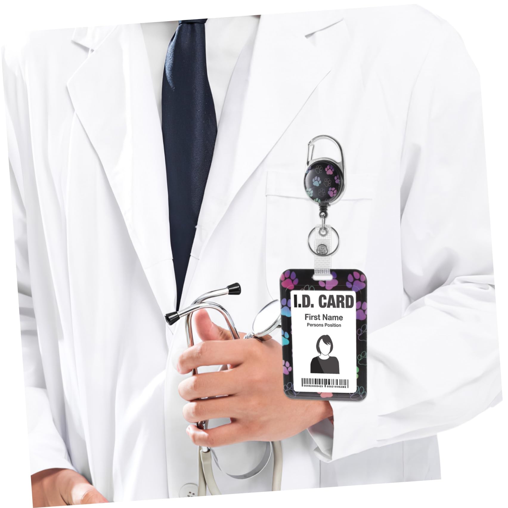 STOBOK 3pezzi Portatessere Id Con Cinghia Custodia Per Badge e Tessere Design Creativo Con Motivo Zampe Protezione Sicura Per Carte Di Identità e Tesserini Per Eventi e Lavoro