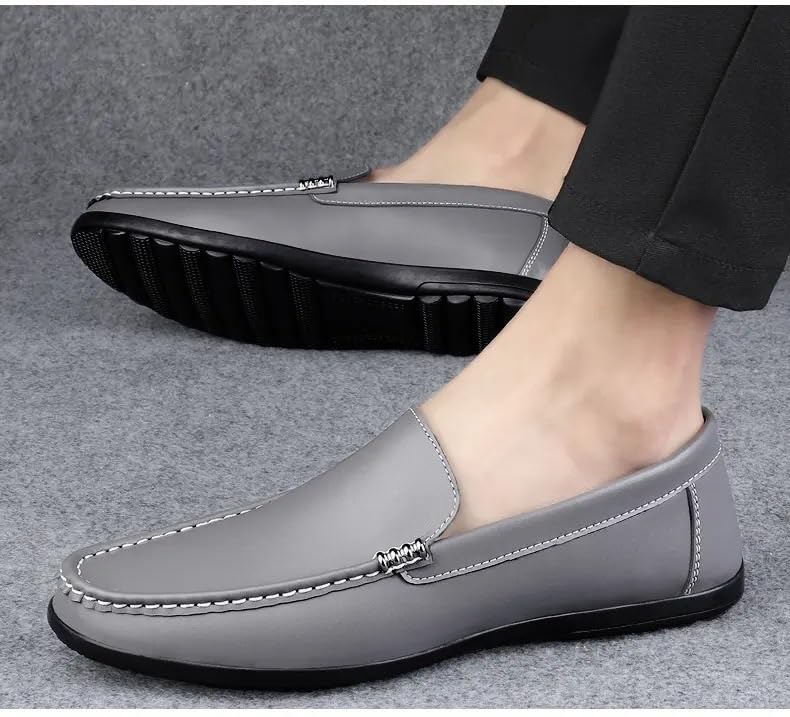 Casual Loafers for Men Vegan Leather Working Casual Round Toe Anti-Slip Non Slip Resistant Office Slip On2