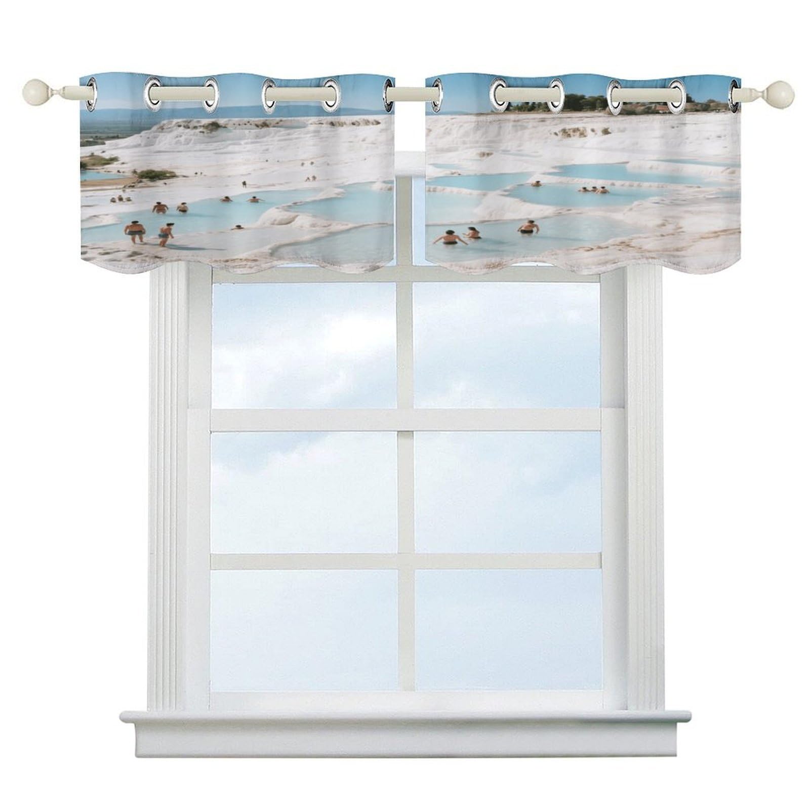 Fekiloot Style Hot Spring Pool Short Curtains Valance Curtain