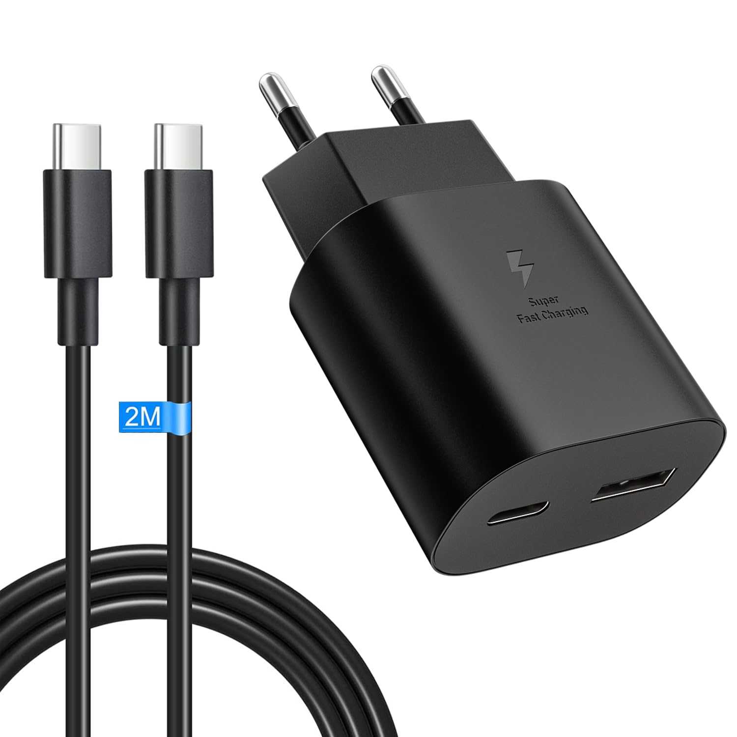 25W 2Port Schnellladegerät USB A & USB C Netzteil für Samsung Galaxy S25 S24 S23 S22 S21 S20 S10 A55 A54 A53 A52 A35 A15 A14 A13 A05s A04s Z Flip 6/5