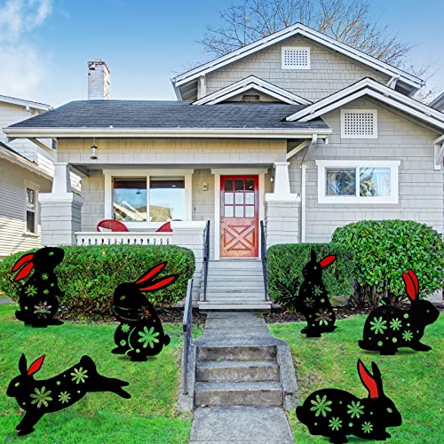 6 Pcs Easter Decor Animal Silhouette Stake Rabbit Decor Shadow Stakes Decorative Black Bunny Rabbit Garden Stakes Acrylic Outdoor Shadow Decoration For Yard Lawn Outdoor Patio Garden Home Decor #TOP4