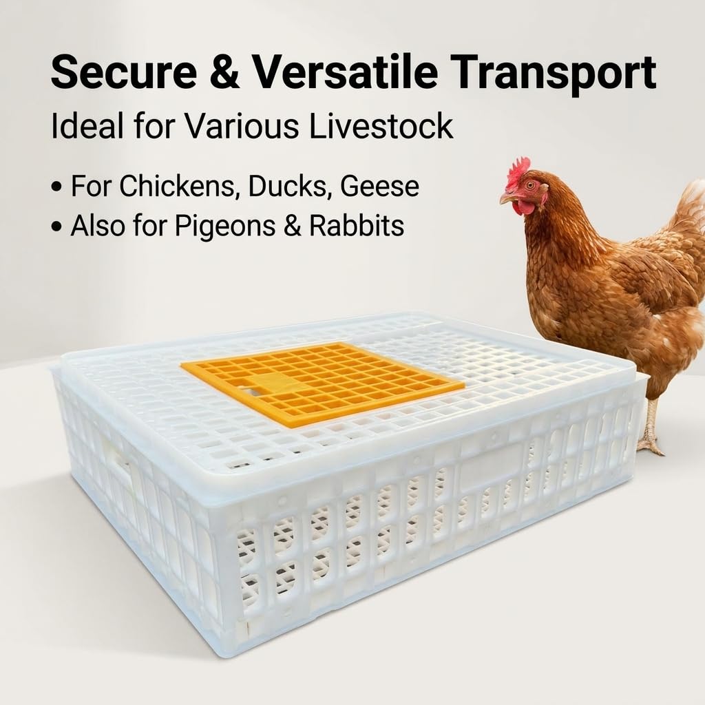 Jaula Transporte para Aves Conejos, transportín plástico Resistente para gallinas, s, s y codornices, Blanco