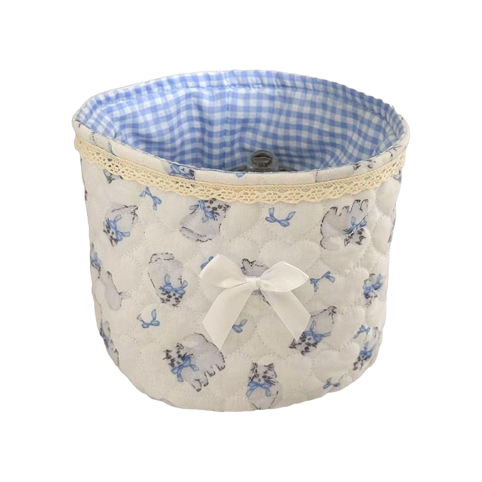 Msioytog Lace Adorning Round Household Organiser Ideal for Cosmetics Stationery Jewelry Storage Container Round Storage Container