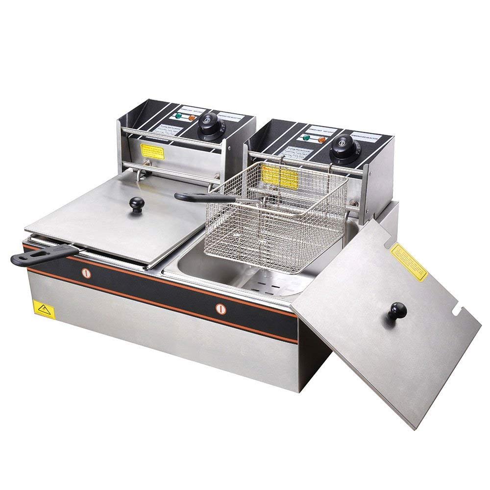 GHP Home/Business Heavy Duty Stainless Steel Dual Tank 12L 5000Watt Deep Fryer