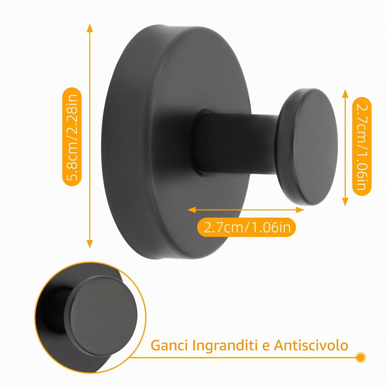 Appendi Accappatoio, 2 Porta Asciugamani Ventosa, Gancio Doccia, Ganci Ventosa, Porta Accappatoio Da Bagno, Per Finestre (Nero)