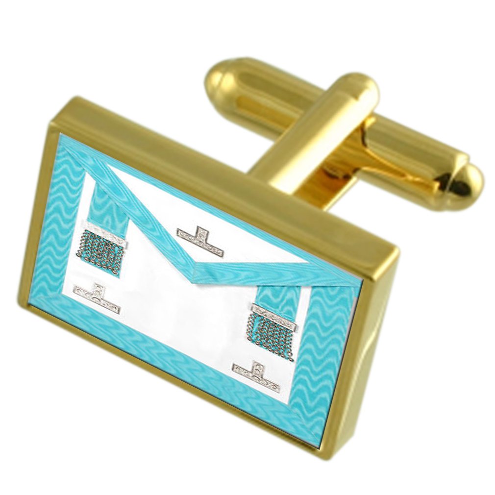 Select Gifts Masonic Craft Worshipful Master Regalia Apron Gold-tone Cufflinks Engraved Message Box
