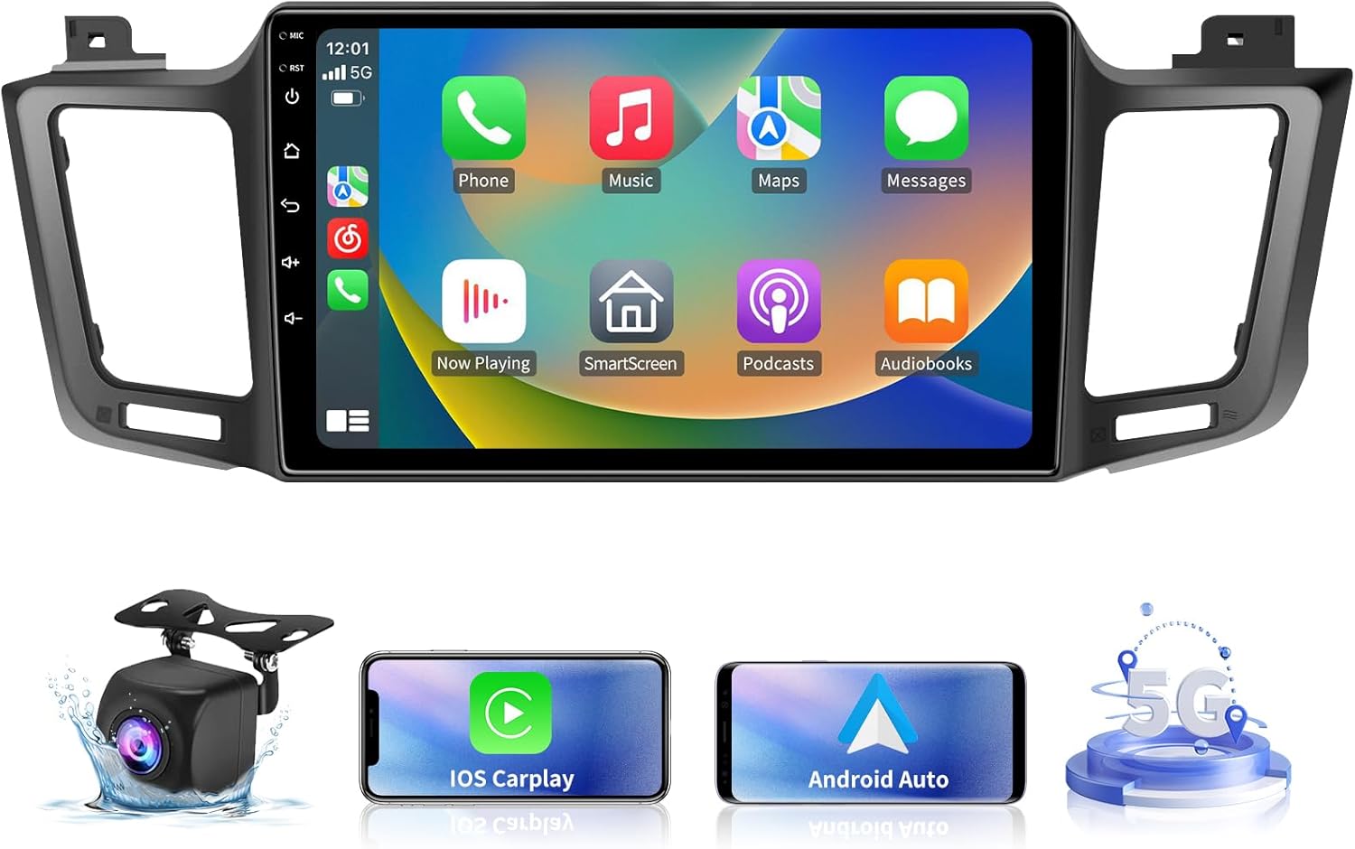 5GWiFi Upgrade Car Stereo Radio for Toyota RAV4 2013 2014 2015 2016 2017 2018 - Wireless Carplay and Android Auto GPS Navigation - 4GB+32GB 10.2 inch Touchscreen Bluetooth RDS FM SWC Backup Camera 4GB RAM 32GB ROM?For Toyota RAV4 2013-2018?