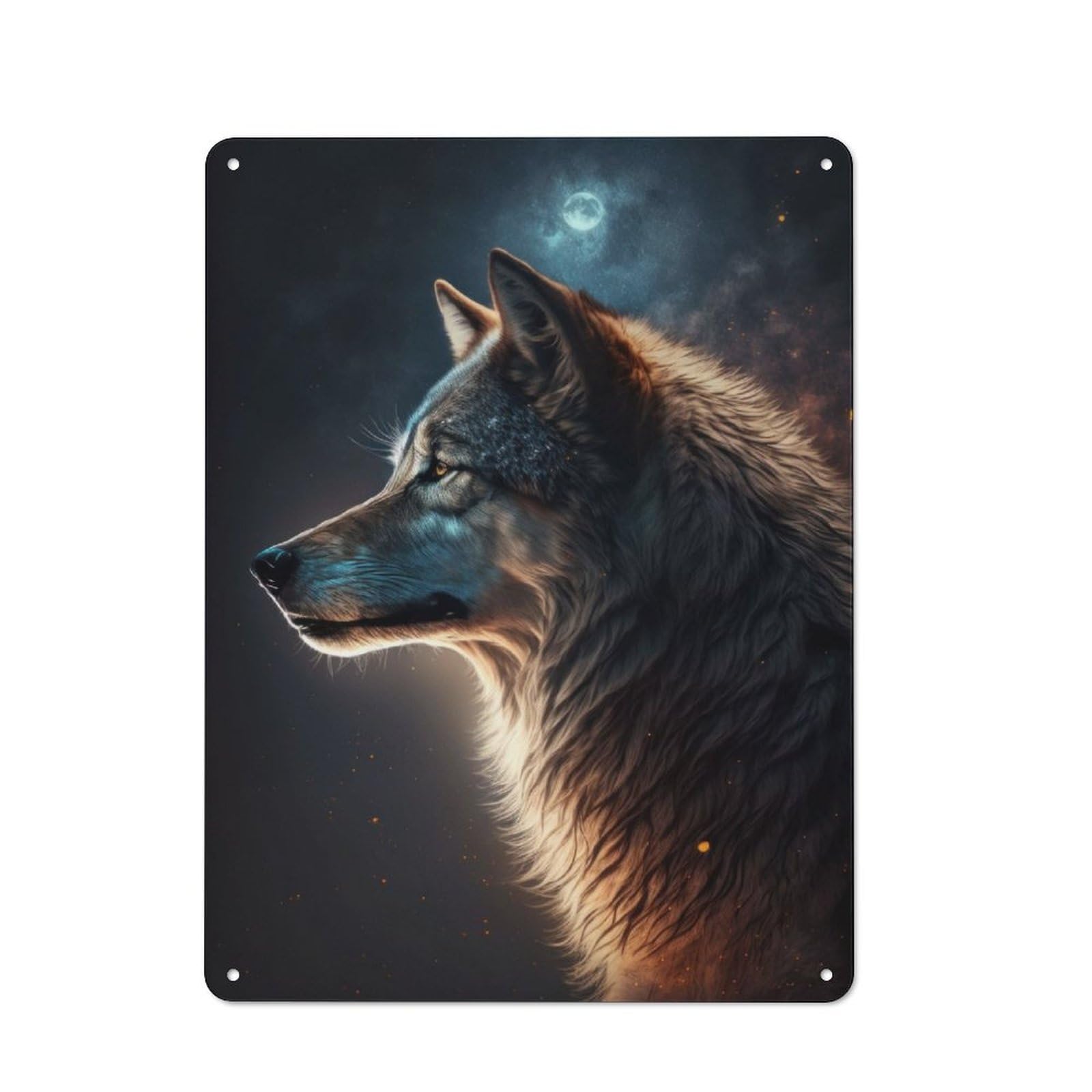 Junmoney The Wolf And The Moon Retro Metal Sign 40X30cm For Garden Room Or Summerhouse, For Garden Room Decor Fans