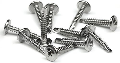 Miniatura 7 de Jetovo Paquete de 100 tornillos Phillips autoperforantes de cabeza de oblea de acero inoxidable 410, tornillos Tek de chapa, cabeza de armadura