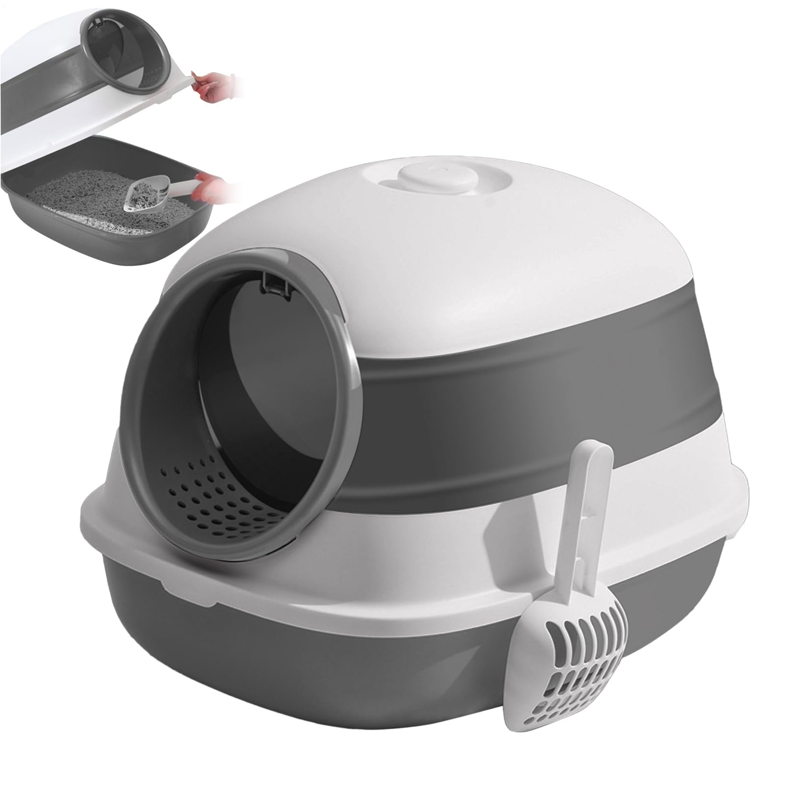 De para Gatos con Tapa Baño para Mascotas Plegable con Control De Olores | Con Pala Y Tapa Para Gatos Para Mascotas En Interior Para Hogar En Esquina Para Apartamento Y Para Viaje