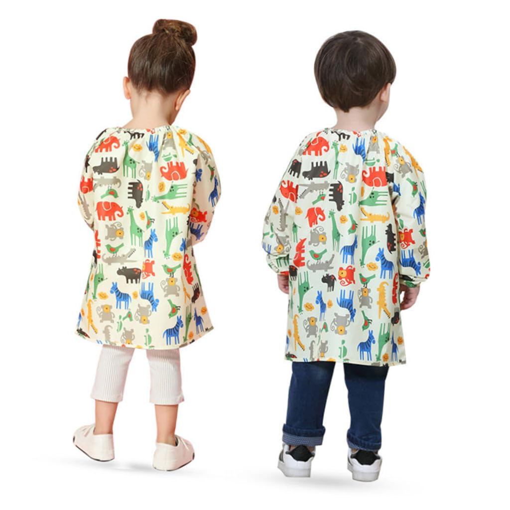 Hohopeti Delantal de Pintura para Bata de Manga Larga Amarilla Talla M Ropa de Protección Transpirable y Resistente a Manchas para Manualidades y Arte Infantil