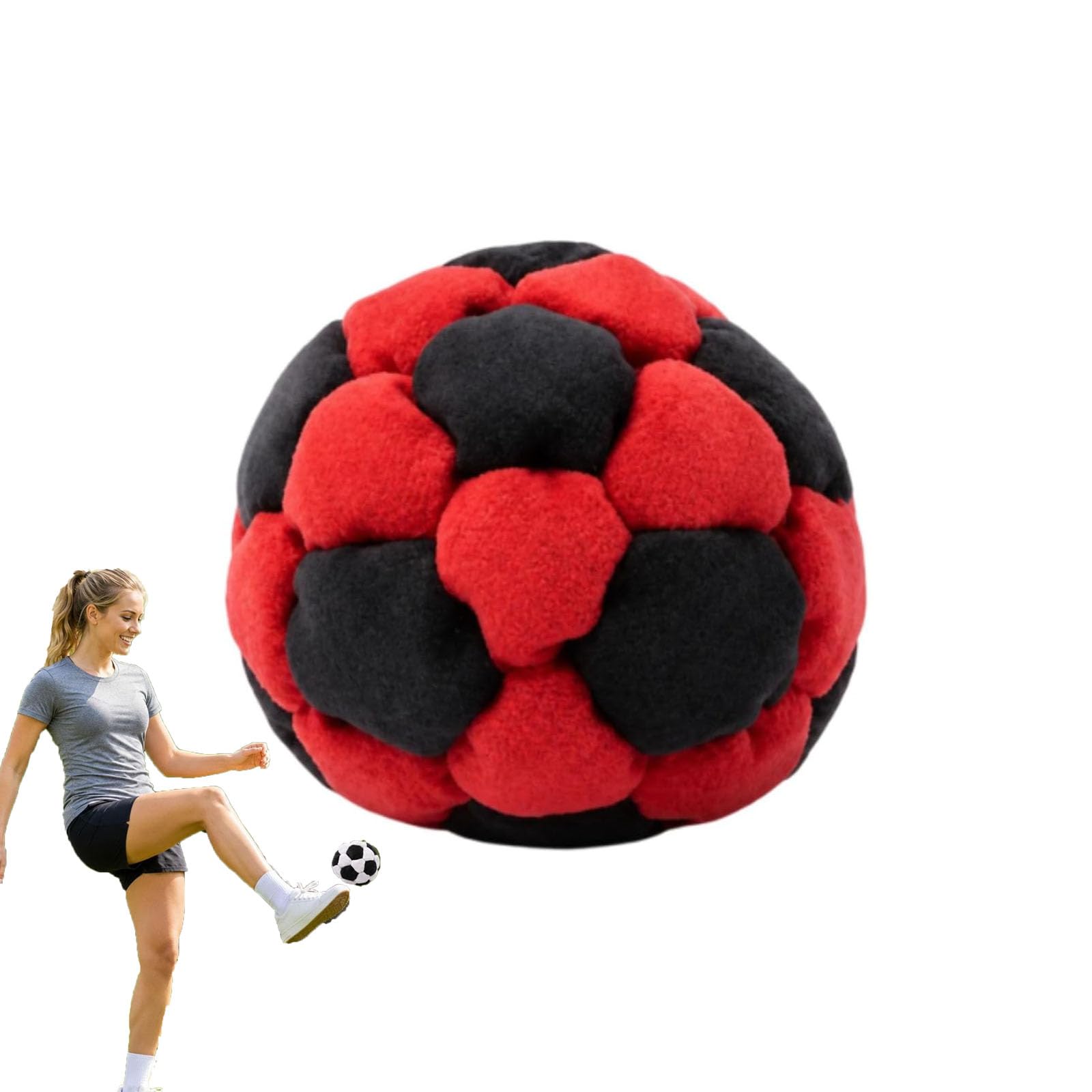 Soccer Footbags Hacky Sack, 2026 New Soft Plush Footbags,Assorted Color Foot Bag Set Football Sandbag for Adults,Durable Fleece Juggling Balls,Vibrant Sports Design for Party,Training (Red)