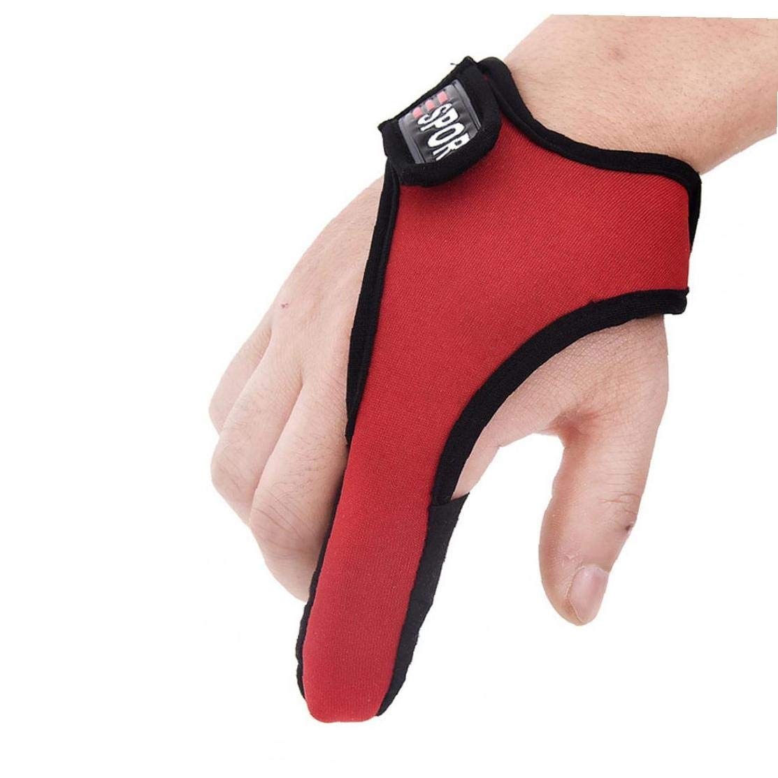 Zonfer Men's Red 1Pc Anti-Slip Fishing Gloves, Elastic Band Single Finger Protector, For Outdoor Fishing (Red)