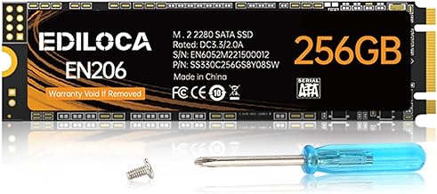 EDILOCA EN206 256 GB 3D NAND M.2 SSD, M.2 2280 SATA III 6Gb/s SSD Disco duro interno, velocidad de lectura/escritura de hasta 550/460 MB/s, compatible con PC de escritorio y portátil