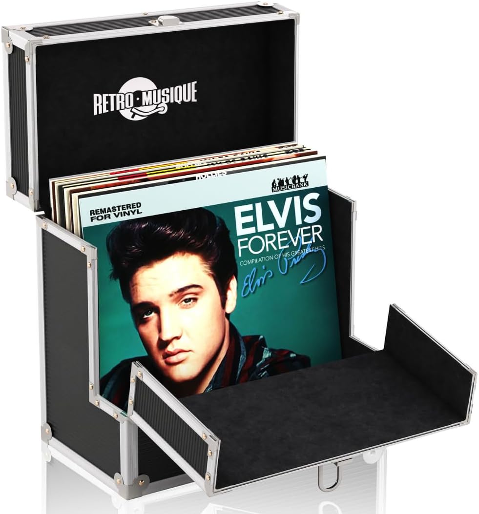 12 Inch Vinyl Record Storage with 40 12" Outer Sleeves | Vinyl Storage Box with Unique Front Flap Opening | LP Storage Boxes Holds up to 40 LP's | Record Box Perfect for Your Vinyls