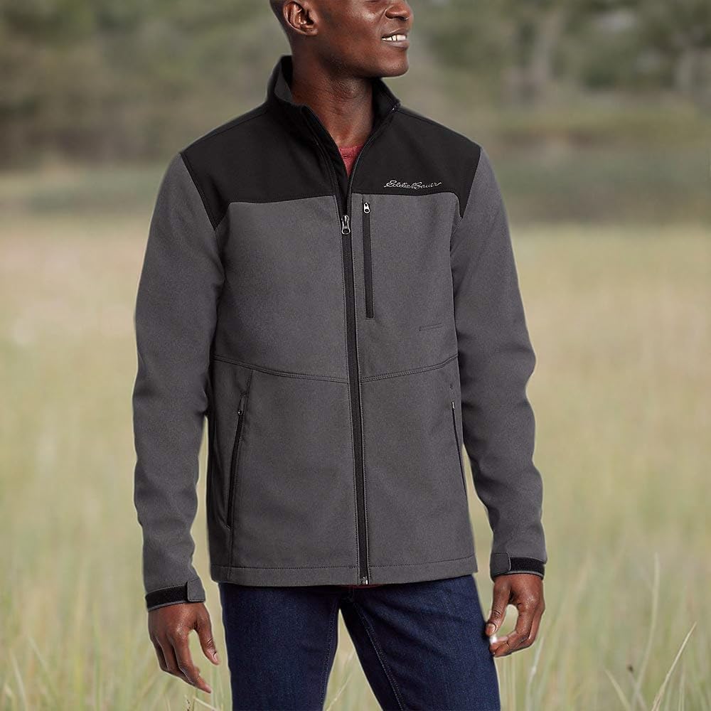 Eddie Bauer Men's Point Vista Soft Shell Jacket, Charcoal Htr Eddie Bauer Men's Point Vista Soft Shell Jacket, Charcoal Htr