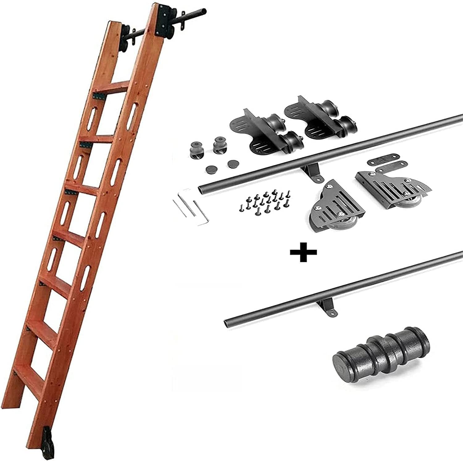 Kit di ferramenta per scaletta per libreria a rotelle - Accessori per ferramenta per Porte scorrevoli per fienile - Kit di ferramenta per scaletta Mobile per libreria - Materiale in Acciaio inossidab