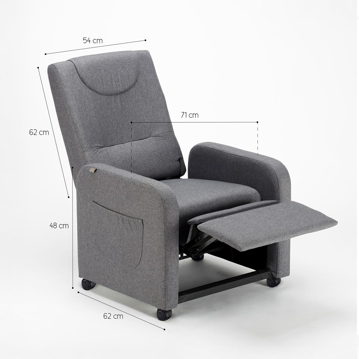 YEMYHOM Copridivano elasticizzato reclinabile in jacquard, 8 pezzi, con tasca laterale, antiscivolo, con 3 cuscini, con fondo elastico (divano reclinabile, grigio scuro