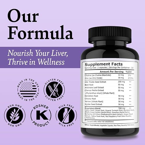 Miniatura 4 de Healthy Day Supplements Desintoxicación y limpieza con cardo mariano, colina y raíz de diente de león