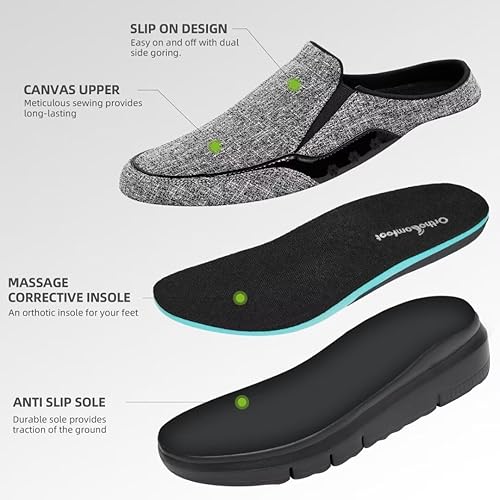 Miniatura 5 de OrthoComfoot Cómodos zapatos ortopédicos para caminar para mujer, mocasines de lona para fascitis plantar sin cordones para soporte de arco,