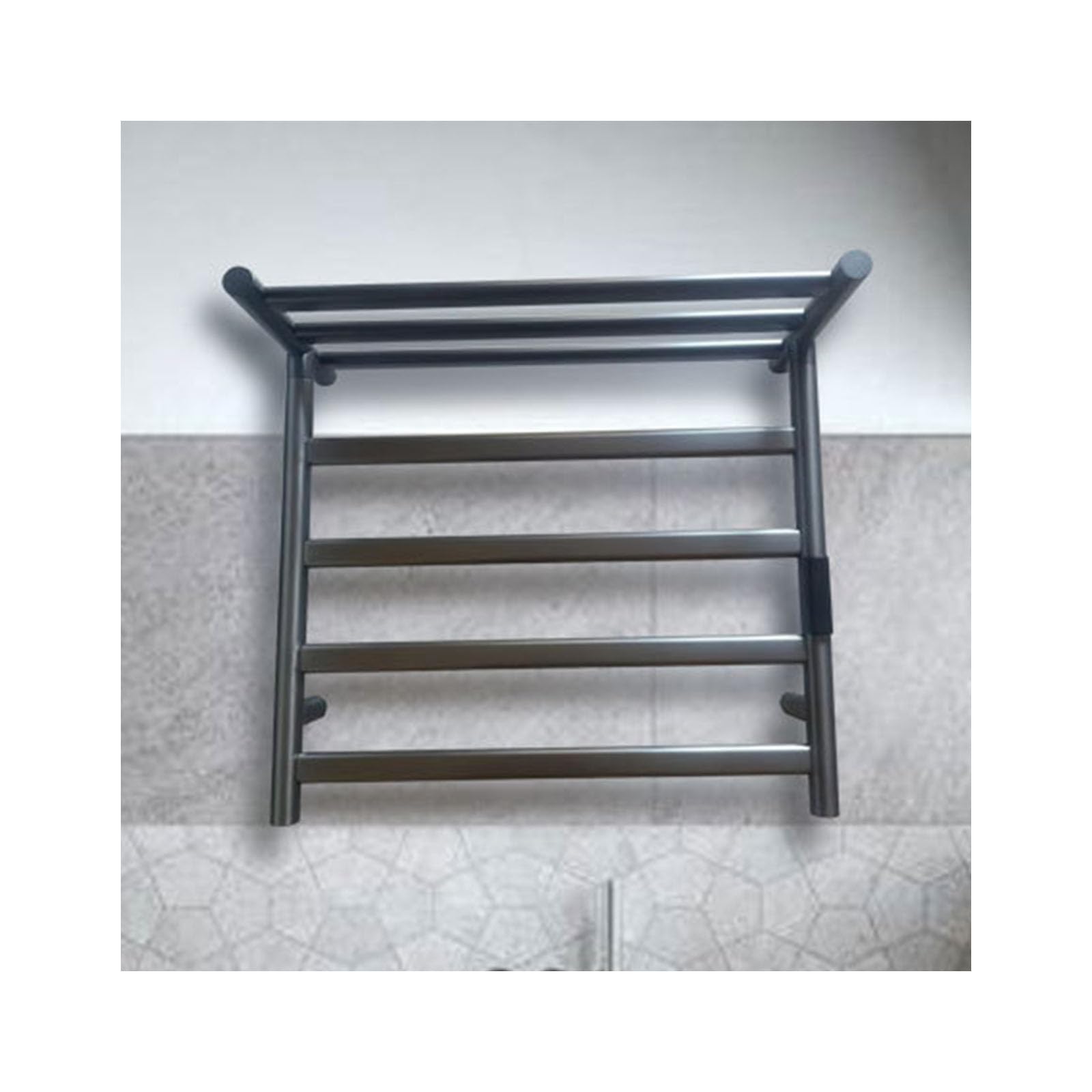 asdchZen Black,Hard Wired,Electric Towel Rack With Top Shelf,Hot Stainless Steel,Wall Mounted Heated Towel Drying Rack Constant Temperature-Black-Right Line,Black-Hard wired