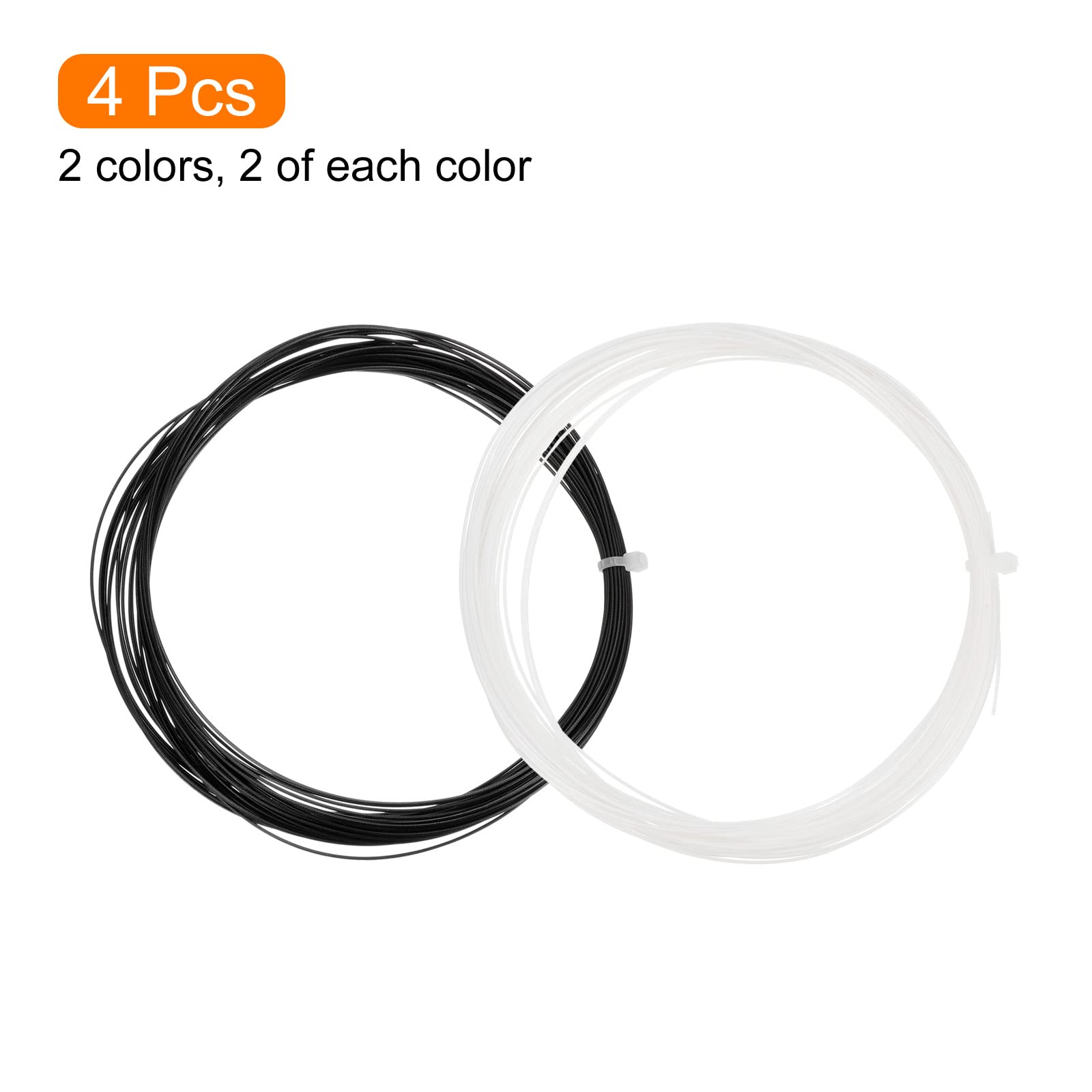 PATIKIL 10M x 0,75mm Bádminton Raqueta Cuerda, 4 Paquete Alta Flexibilidad Nylon Cuerda Reemplazo Hilo Línea Bádminton Reparación Accesorio, Negro/Blanco