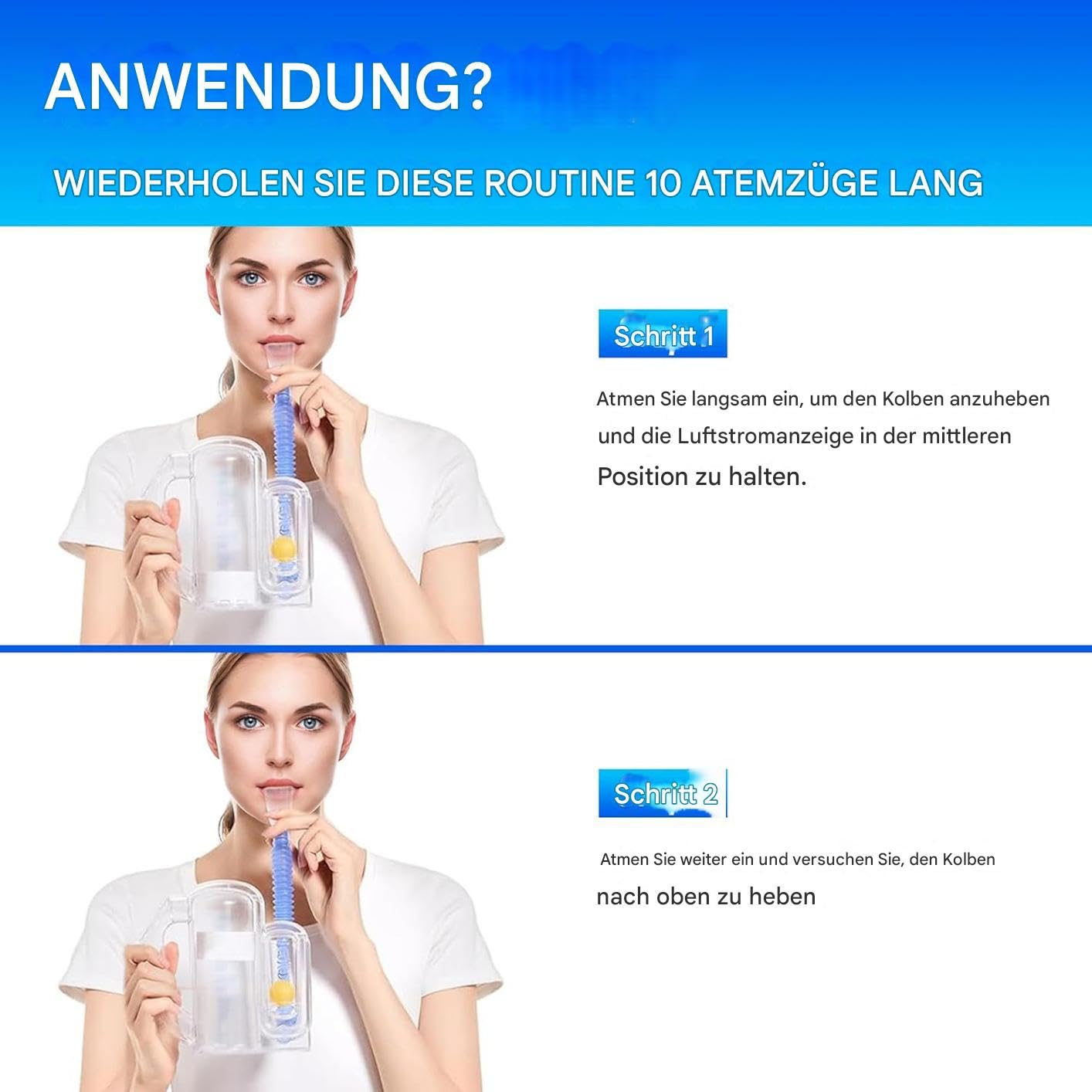 Spiromètre Incentive pour adultes - Entraîneur pulmonaire avec affichage du débit - Capacité de 5000 ml - Appareil d'entraînement respiratoire portable pour adultes, fitness, hommes, personnes âgées