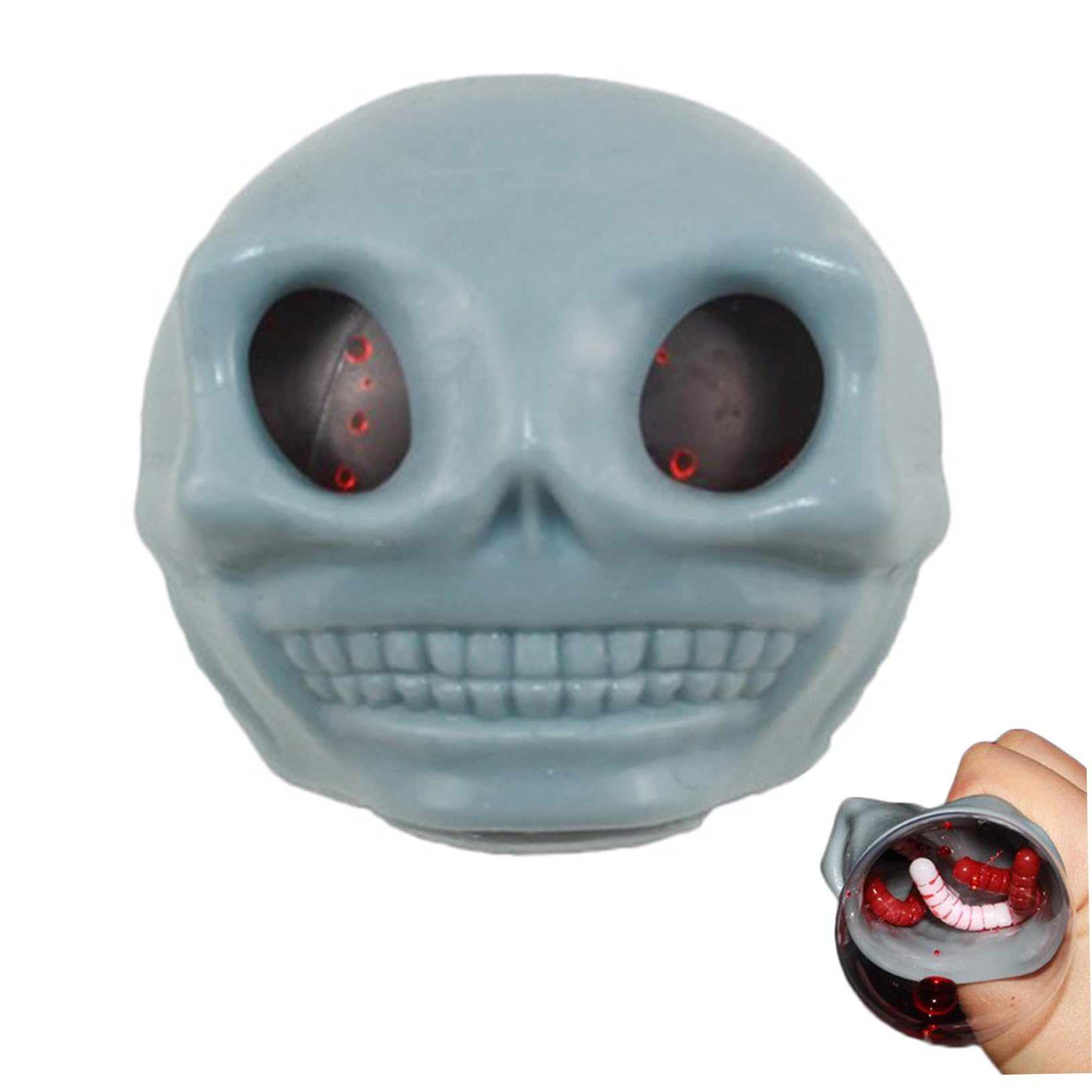 Skull Squeeze Balls Toy, Grey, Stress Relief, Halloween Party Favors &