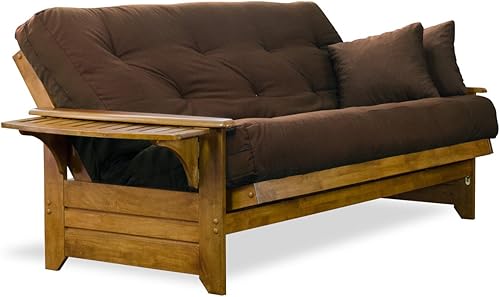Miniatura 3 de Nirvana Futons Brentwood - Juego de sofá cama futón con bandeja de brazo  marco Queen colchón de microfibra de 8 pulgadas acabado patrimonial