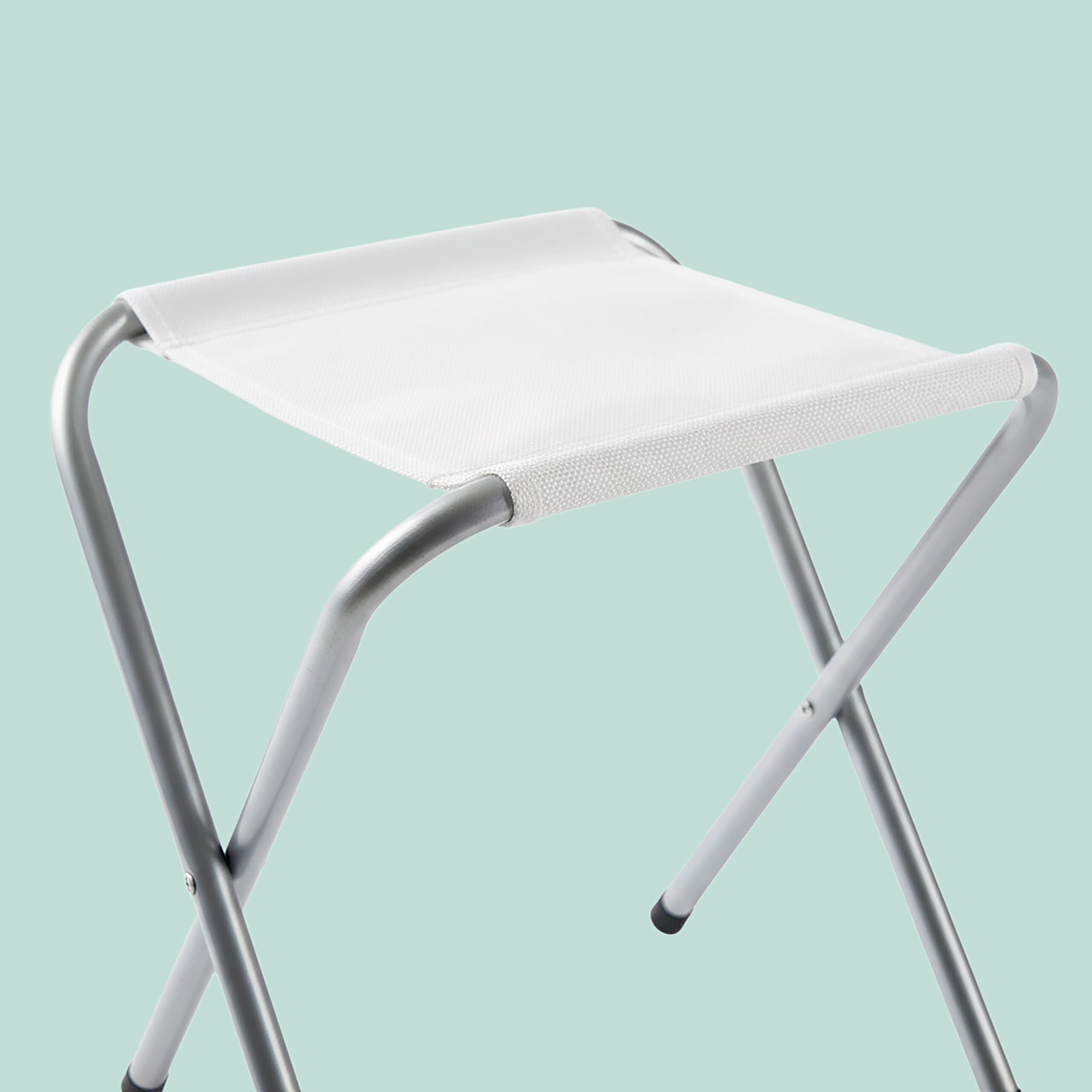 Relaxdays Table de Camping Pliable en Aluminium avec 4 tabourets, réglable, poignée, MDF Blanc 71x120x60 cm