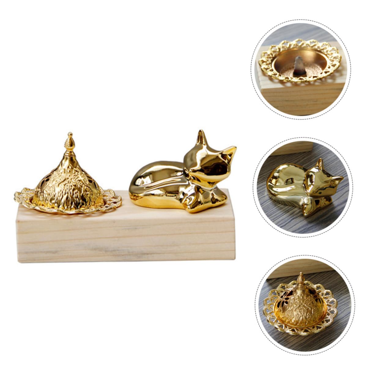 BESTYASH 4 Sätze Holz Metall Weihrauchbrenner Aromatherapie Censer für Zuhause Büro Yoga und Meditation Stabiler Räucherstäbchen Halter für Entspannende