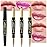 evpct 3Pcs Nude Pink Rose Red Metallic Shine Shimmer Lip Liner and Lipstick Combo Set Kit for Women, Lightweight Hydrating Formula High Impact Full Coverage Lipstick and Lip Liner Makeup Gloss