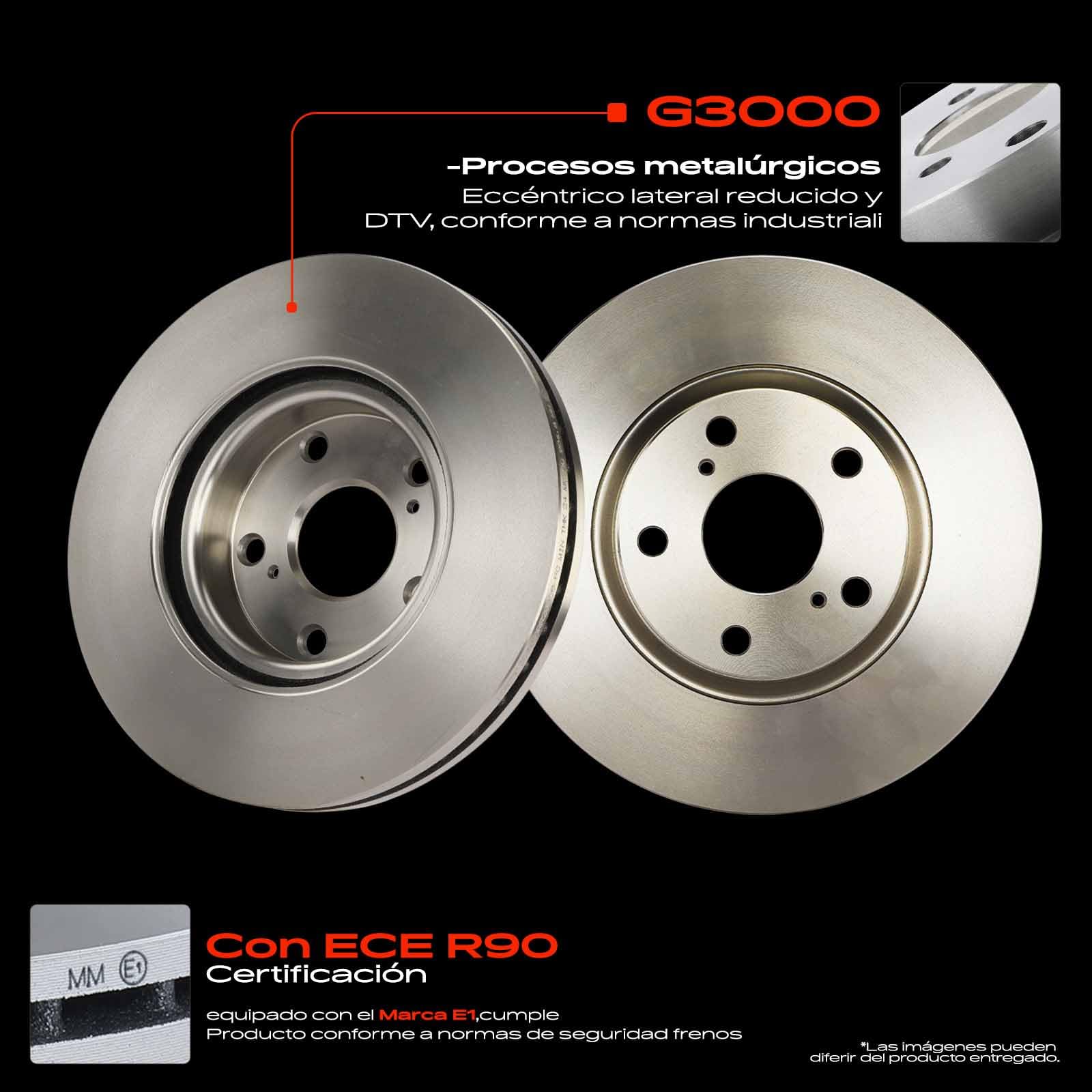 Frankberg 2 discos de freno delantero izquierdo y derecho, compatible con Aven.sis Station Wagon T25 2,2L 2005-2008 Cor.olla Verso R1 ZER ZZE12 Replace # 4351205080