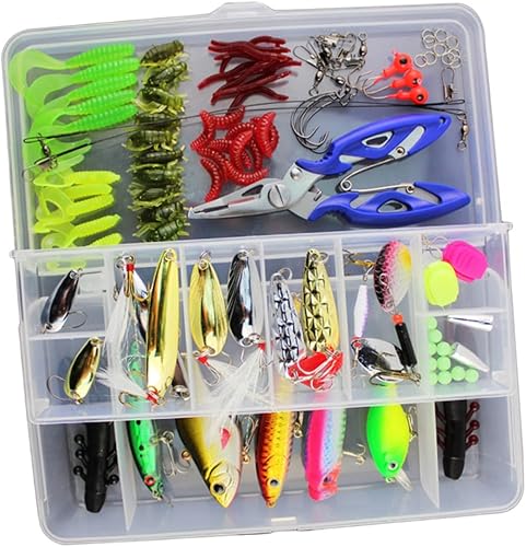 Happyyami 101 Pcs Beginners Freshwater Fishing Anglers Fishing Gift Fishing Lures Kit Fishing Accessories Veterans