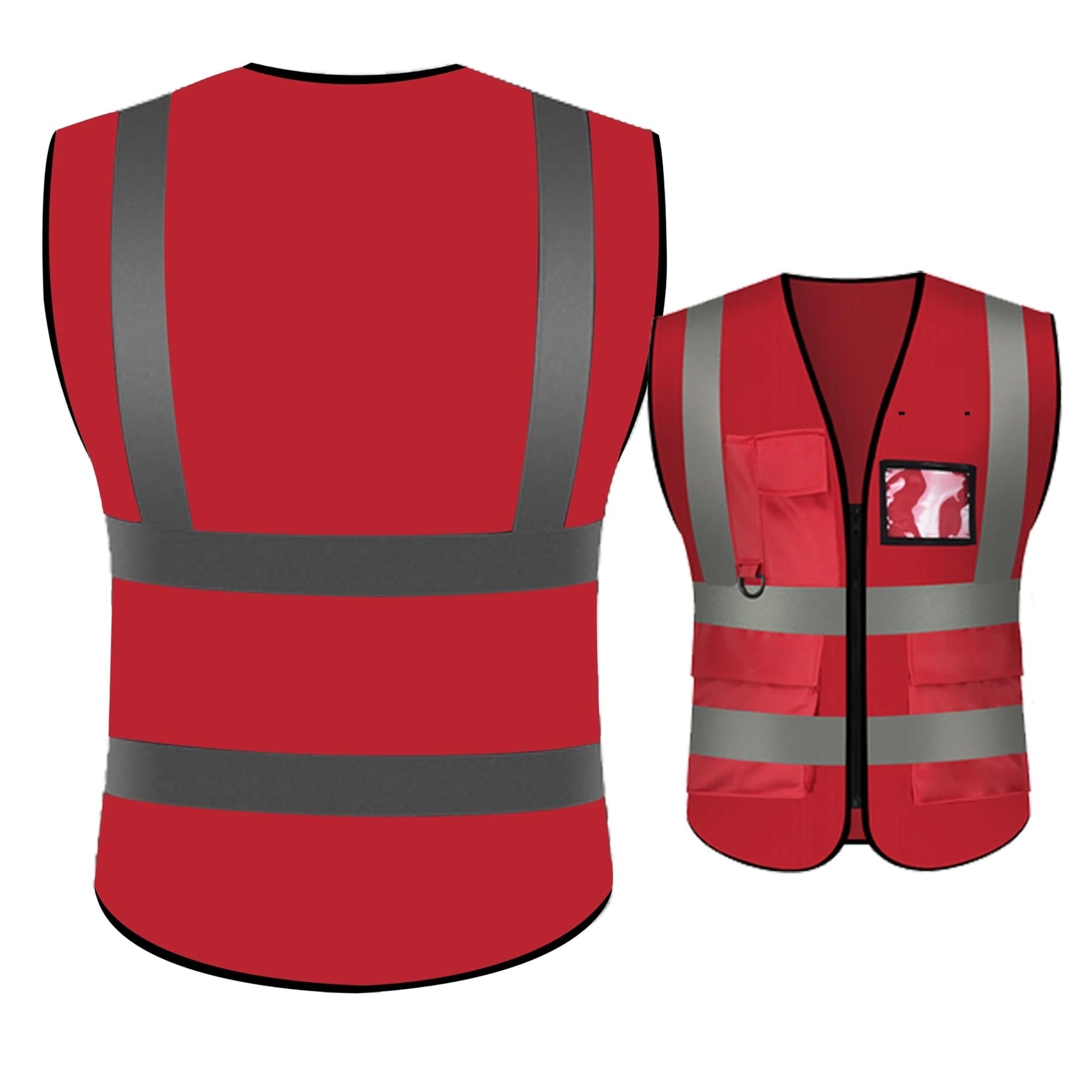 Chaleco reflectante de seguridad, chaleco de trabajo de alta visibilidad, uniformes de trabajo de construcción, seguridad de ingeniero, 1 Uds.(Red,M-Chest 115cm)