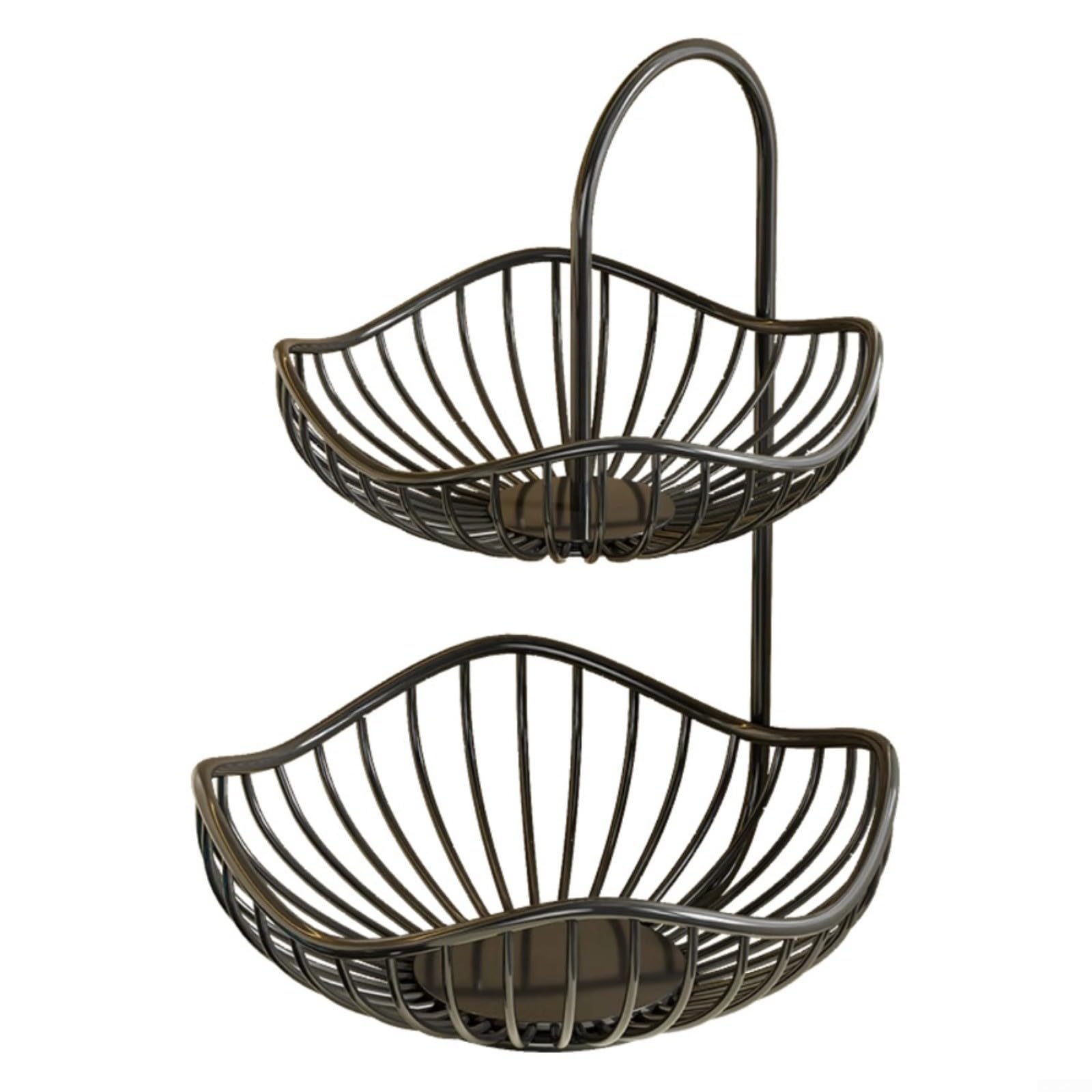 Ciotola per frutta a 2 ripiani, per bancone della cucina, in acciaio inox, con design a doppio strato, supporto per prodotti in metallo antiruggine, per sala da pranzo e bagno, 30 x 20 cm