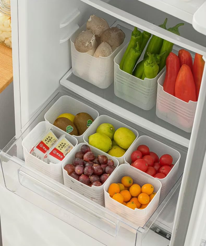 Image of LUXART Fridge Side Door Storage Containers, BPA-Free Food Grade Plastic, Set of 6, Transparent Space-Saving Organizer for Refrigerator, Kitchen Pantry and Vegetable Freshness
