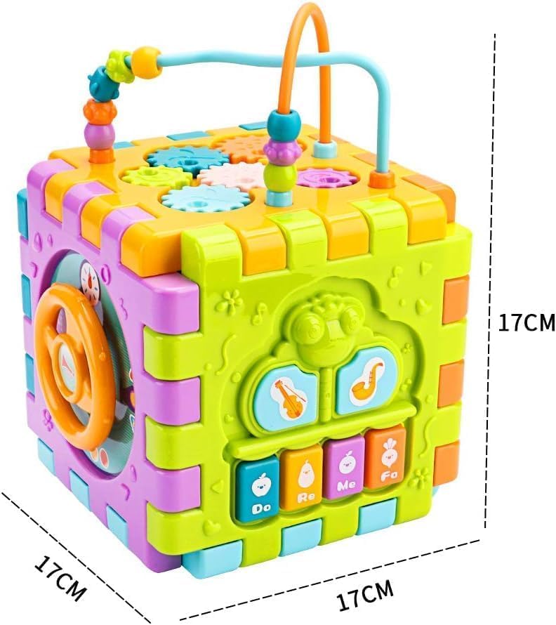 TIUDTOY Activity Cube Baby Toys 6 in 1 Multi-Purpose Educational Learning Cube with Music Activity Center Play Square Toy Gift for 18M+ Year Old Boy Girl (Activity Cube) 2