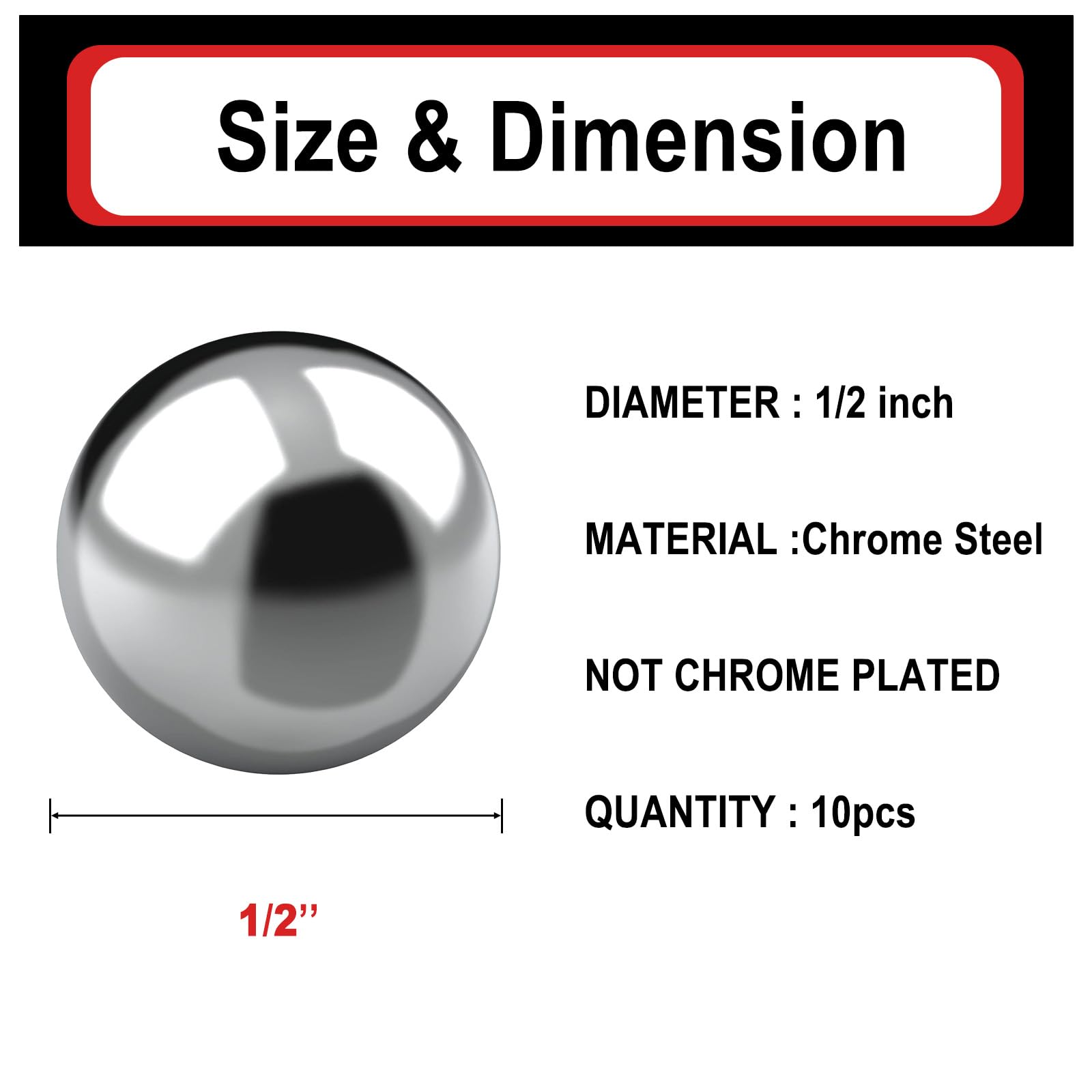 Lot De 10 Roulements à Billes De Précision En Acier Inoxydable De 1,27 Cm G25 - Remplacement Pour Roulements Industriels Lourds, Vélos, Motos, Automobiles, Etc. (acier Chromé AISI 52100