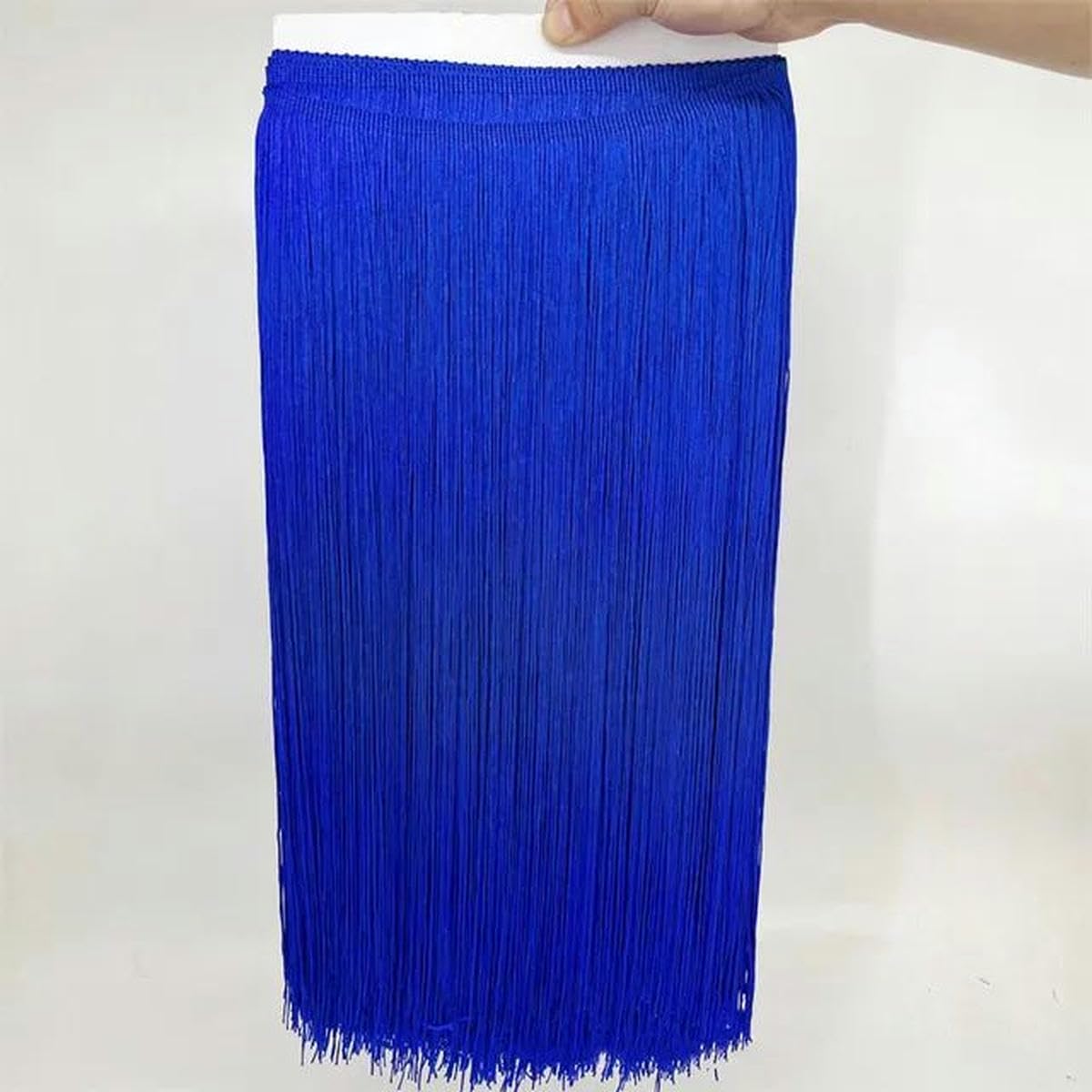 Lot de 2 mètres de franges en dentelle de 50 cm/100 cm de long pour robe latine, vêtements de scène, accessoires de rideau, ruban - 100 cm de large - bleu saphir