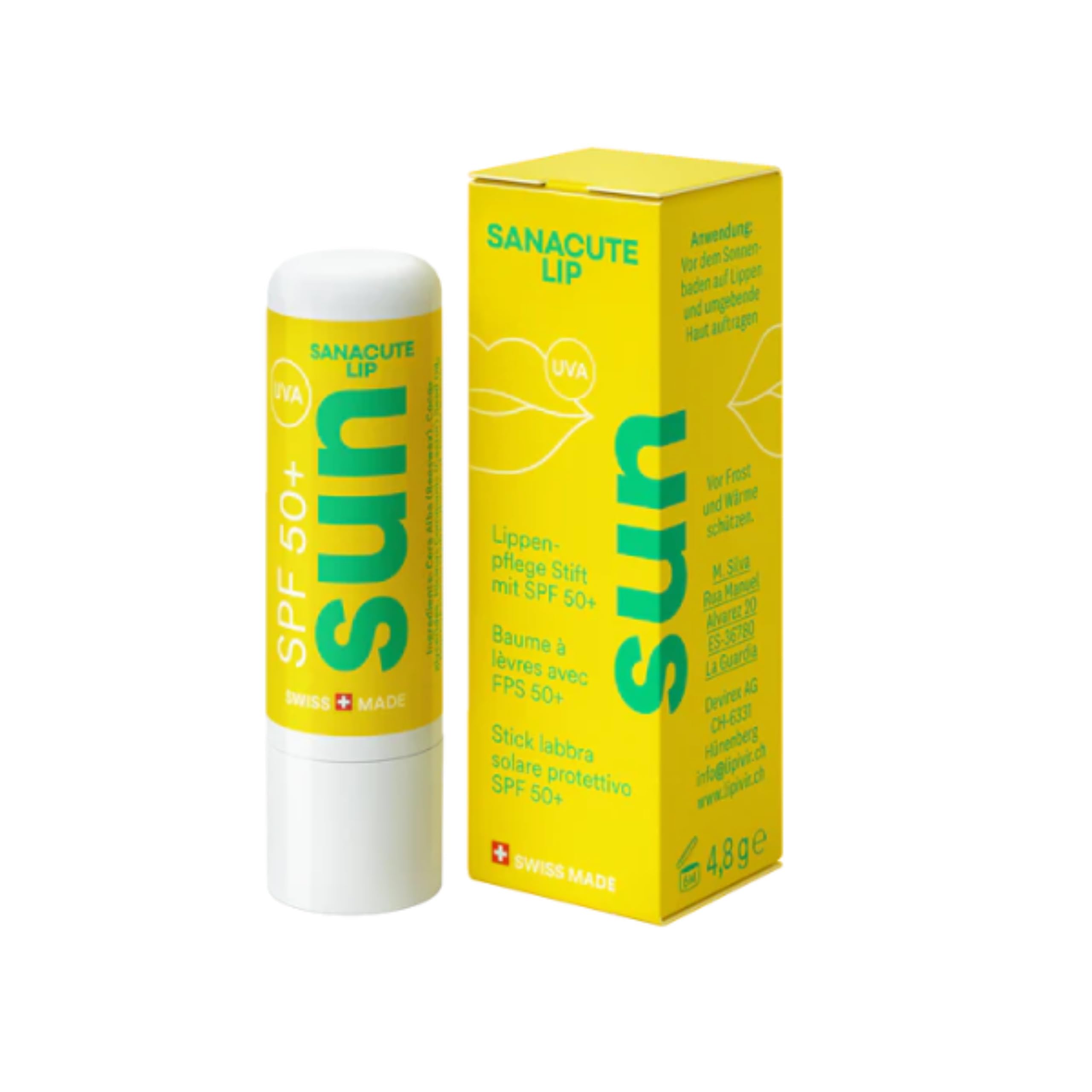 Lipivir Sun Lip Balm Stick SPF 50+, High UVA & UVB Protection with Beeswax, Jojoba Oil, and Zinc Oxide