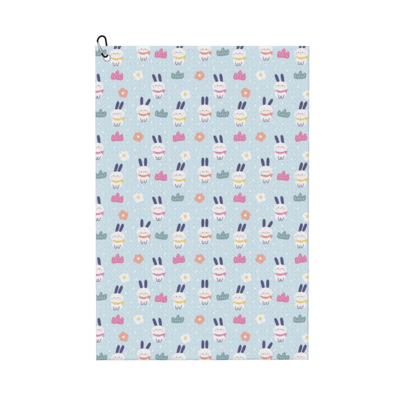 AOOEDM Rabbit in The Rain Print Golf Towel with Carabiner Clip Absorbent Microfiber Golf Towel for Cleaning Golf Ball Club Putter Iron for Golf Bag Trolly Belt Loop 16" X 24"